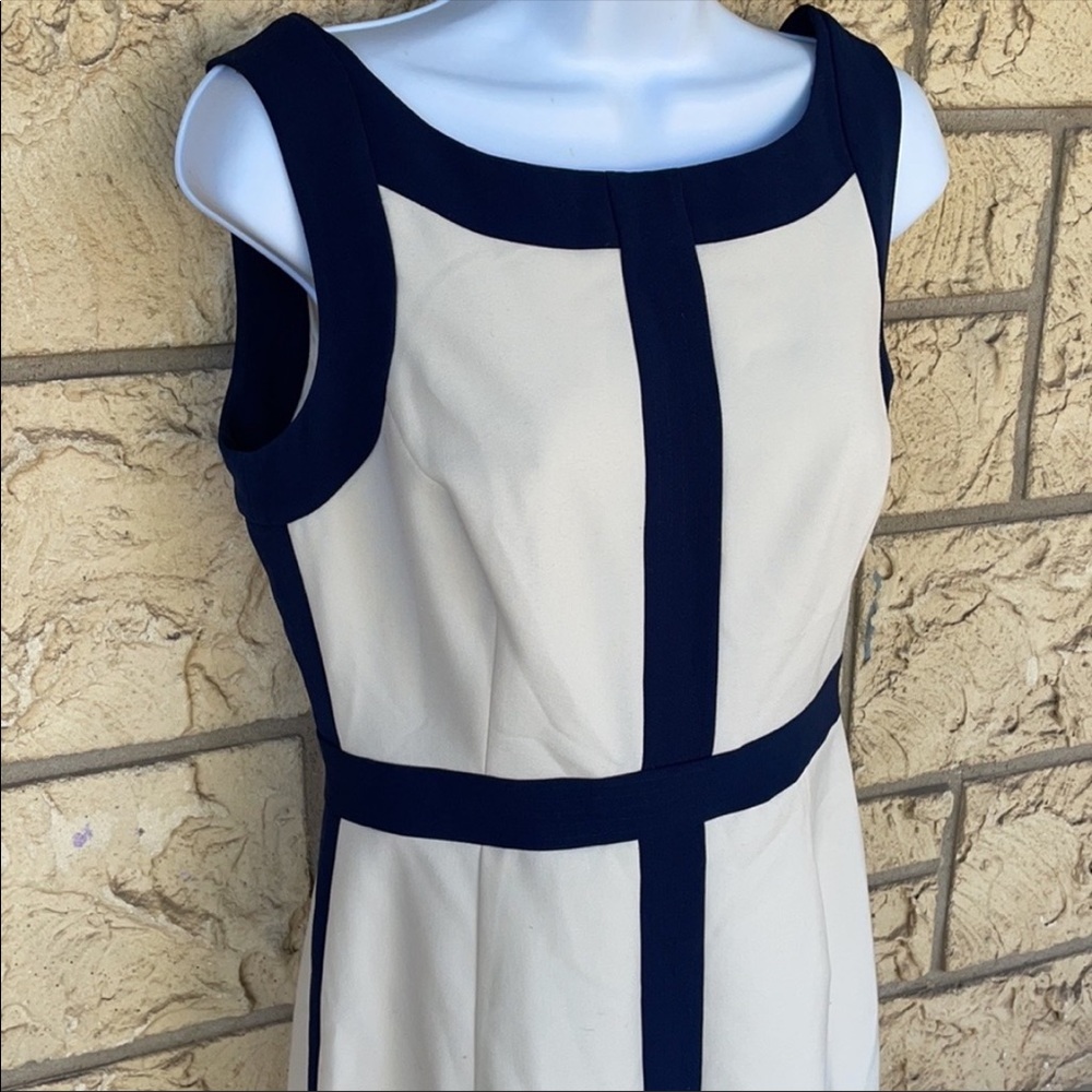 Ellen Tracy Dress Navy Blue & Ivory Size 6 Casual career Formal - Picture 10 of 12